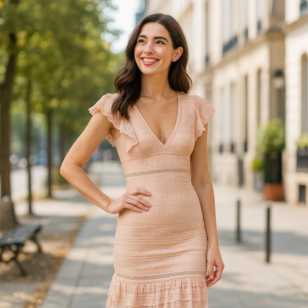 Foxiedoxie Makayla Flutter Trim Lace Dress